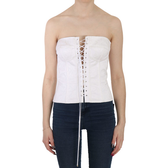 Dolce & Gabbana Tops - Dolce & Gabbana White PALERMO Cotton Bustier Top Corset
